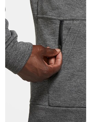 Nike Dri Fit Therma Hoodie Fermuarlı Kapüşonlu Unısex Termal Sweatshirt Gri