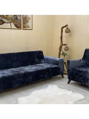 riselerhome Parlak Kadife 3+3+1+1 Lastikli Kanepe Örtüsü | Lastikli Koltuk Örtüsü | Koltuk Kılıfı Takımı
