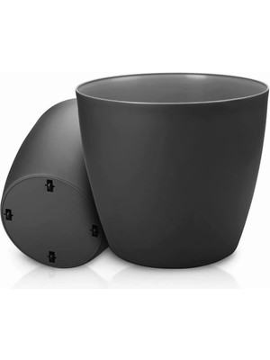 Melkan Home Siyah Tekerlekli Saksı 48 Litre Büyük Saksı Geniş Hacimli Tekerlekli Saksı Siyah 45x40 cm