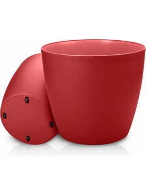Melkan Home Tekerlekli Saksı 48 Litre Büyük Saksı Geniş Hacimli Tekerlekli Saksı Kırmızı 40 cm