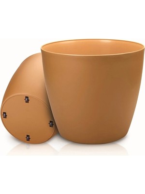 Melkan Home Tekerlekli Saksı 48 Litre Büyük Saksı Geniş Hacimli Tekerlekli Saksı Kahverengi 40 cm