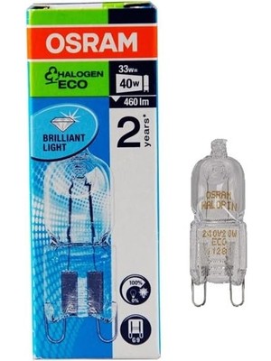 Osram 2 Adet Osram G9 Halojen 220V 33W = 40W 460 Lümen Halopın