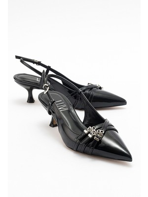 Luvi Woss Siyah Rugan Kemer Detaylı Kadın Topuklu Ayakkabı