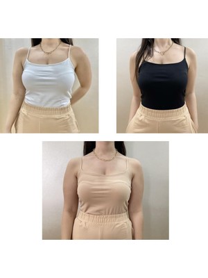 Betimoda Kadın Pamuklu Crop Top Askılı Büstiyer 3 Adet