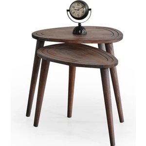 Faw Decor Sweet Doğal Ahşap Zigon Sehpa 2'li Set, Modern Masif Yan Sehpa