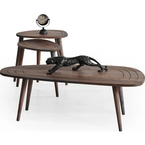 Faw Decor Sweet  Ahşap Orta Sehpa ve 2'li Zigon Sehpa Set, Modern Masif Yan ve Orta Sehpa Set