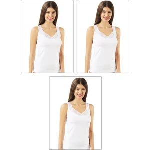 Özkan Underwear 0181 3'lü Paket Kadın Pamuklu Dantel Yakalı Atlet