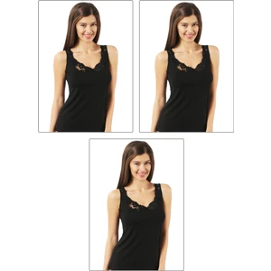 Özkan Underwear 0181 3'lü Paket Kadın Pamuklu Dantel Yakalı Atlet