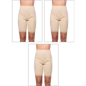 Özkan Underwear 0114 3'lü Paket Kadın Pamuklu Dantelli Ribana Esnek Yumuşak Paçalı Alt İçlik Don Külot Tayt