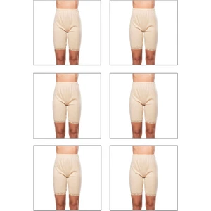 Özkan Underwear 0114 6'lı Paket Kadın Pamuklu Dantelli Ribana Esnek Yumuşak Paçalı Alt İçlik Don Külot Tayt