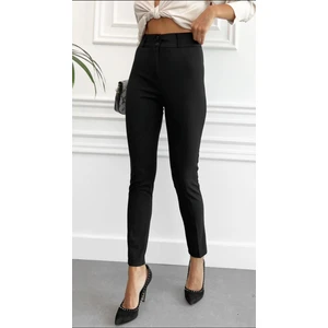 Deli Dolu Moda Kadın Yüksek Bel Full Esnek Çift Düğmeli Kumaş Pantolon
