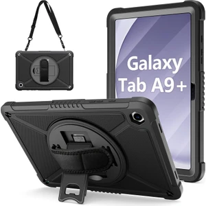 Samsung Galaxy Tab A9 Plus X210 X218 11 Inç Kılıf Ultra Koruma Zırh Askılı Silikon Tablet Kılıfı