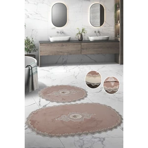 Sırmalı Home Stella Fransız Güpürlü  Pudra 2'li Banyo  Paspas Takımı Lüks Çeyizlik 70 x 120 cm 60 x 70 cm