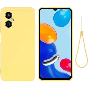 4U Sky Xiaomi Için Redmi Not 11R 5g Ince Fit Telefon Kabuğu Sıvı Silikon Yumuşak Astar Telefon Kılıfı Kayışlı-Sarı (Yurt Dışından)