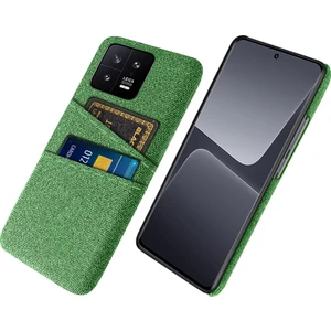 4U Sky Xiaomi 13 5g Kumaş Doku Için Çift Kart Yuvaları Pc Kılıfı Anti-Çizelge Telefon Koruyucu Kapak-Yeşil (Yurt Dışından)