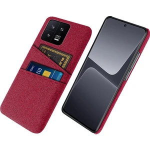 4U Sky Xiaomi 13 5g Kumaş Doku Için Çift Kart Yuvaları Pc Kılıfı Anti-Çizelge Telefon Koruyucu Kapak-Kırmızı (Yurt Dışından)