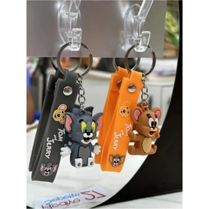 Dzc Kuzenler Avm Tom ve Jerry Karikatür Anime Figür Pvc Bebek Anahtarlık Çanta Anahtarlık Süsü 2 Adet