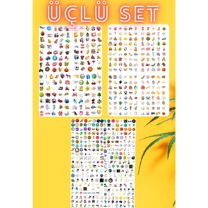 Etiketçi Paşa Üçlü Fırsat Seti - 16 Sayfa - 1000 Adet Sticker - 3D Boyutlu - Karışık - Gezegen Etiket Seti