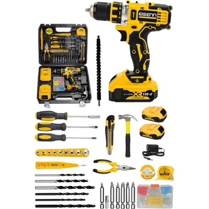 Alman Turbo Vidalama Matkap 198 Vf 15 Ah Metal Mandren Lion 2 Akülü + 100 Parça Full Set Hediyeli