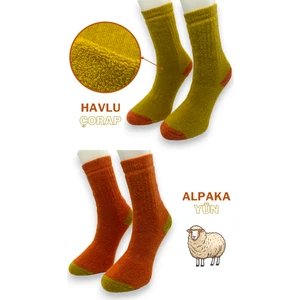 Ciho Socks Premium 2 Çift Kadın Alpaka Yünlü Yumuşak Yıkamalı Norveç Tipli Termal Soket Çorap