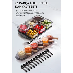Kitchen Life 26 Parça Full Sunum Kahvalatı Seti (6+1 Kahvaltılık 6+1 Ahşap Saplı Reçellik Sosluk X12 Kaşık)