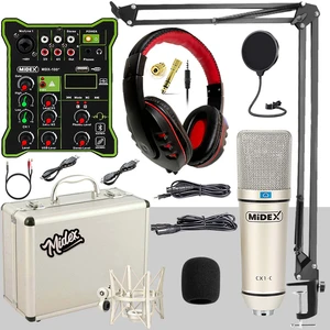 Cx1 Functional Paket-4 Stüdyo Mikrofon Ses Kartlı Mikser Kulaklık Stand