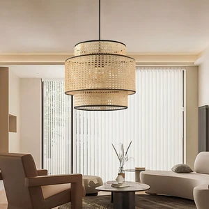 Modern Serisi Doğal Hazeran Rattan Sarkıt Avize AYD-3336