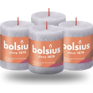 Buzlu Lavanta Renkli, Rustik Sütun Mum - 80MM/66MM - 35 Saat Yan Ma Süresi (4'lü Paket)