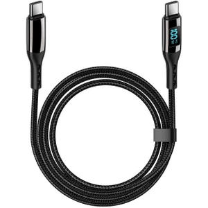 100W 5A Type-C To Type-C  Hızlı Data Şarj Kablosu Dijital Ekran 120CM