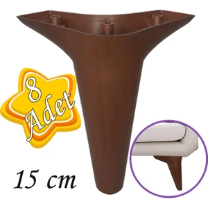 8 Adet Zelve 15 cm Ceviz Ahşap Desenli Lüx Mobilya Kanepe Sehpa Ünite Koltuk Ayağı Baza Ayak