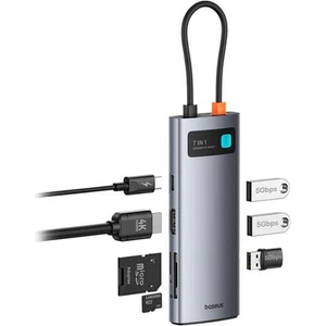 100W 7in1 Çevirici Çoğaltıcı Adaptör, 3x Usb, 1x Type C, 1x 60Hz Hdmı, 1x Tf-Sd Girişli Hub
