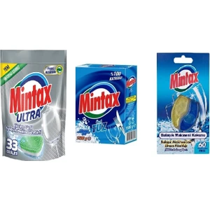 Bulaşık Makinesi Tableti Hepsi Bir Arada 33'lü + Mintax Bulaşık Makinesi Tuzu 1.5 kg + Mintax Bulaşık Makinesi Kokusu