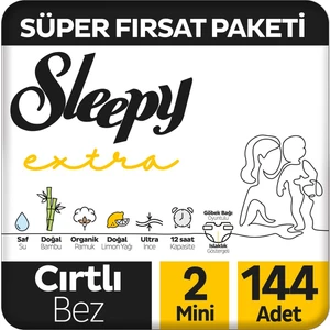 Extra Günlük Aktivite Süper Fırsat Paketi Bebek Bezi 2 Numara Mini 144 Adet