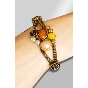 Tesbih Atölyesi Sertifikalı Tilki Kuyruğu Model Gül Inci - Turuncu Akik Taşı Bileklik (Ayarlamalı)