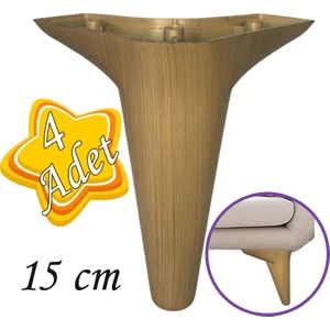 4 Adet Zelve 15 cm Açık Ceviz Lüx Mobilya Kanepe Sehpa Ünite Koltuk Ayağı Baza Ayak