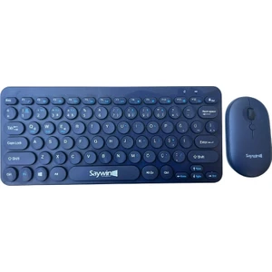 Bluetooth Klavye Mouse Tüm Cihazlara Uyumlu Dual Mode Türkçe Q Slim Mini Klavye Akıllı Taşınabilir Kablosuz Bluetooth Klavye Mause Lacivert