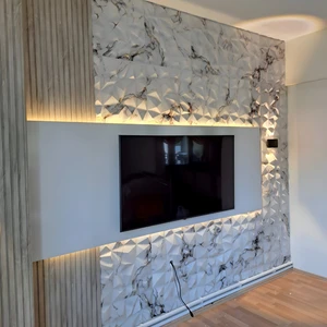 3 Boyutlu Mermer Desenli Pvc Duvar Paneli (50-50 cm 4 Adet-1 Metrekare)