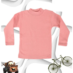 Body Unisex Pamuklu Ligralı Yarım Balıkçı Yaka Pembe Çocuk Body