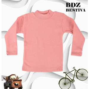 Body Unisex Pamuklu Ligralı Yarım Balıkçı Yaka Pembe Çocuk Body
