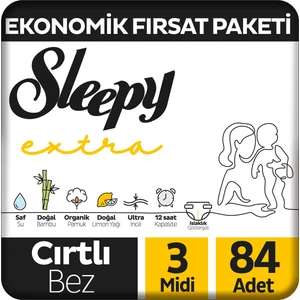 Extra Günlük Aktivite Ekonomik Fırsat Paketi Bebek Bezi 3 Numara Midi 84 Adet