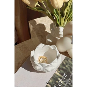 Lotus Görünümlü Dekoratif Mini Takı Tabağı, Mum Tabağı