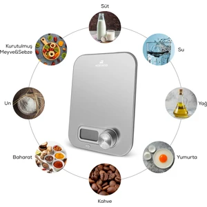 x Refika’dan Mutfak Tartısı Gastro Scale Self-Power Inox 5 kg Kapasite