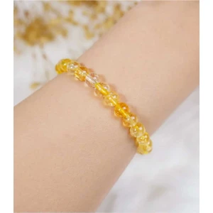 Doğal Taş Cenneti Sitrin 8mm Doğal Taş Bileklik Sertifikalı Bolluk Bereket Para Taşı