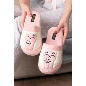 Kadın Kedi Nakışlı Günlük Yumuşak Sessiz Taban Ev Terliği