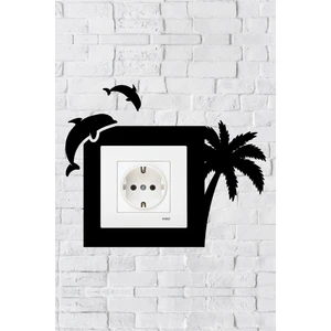 Yunus Balığı Tasarım Priz Çerçevesi (Iç Ölçü 8,4x8,4 Cm) Dekoratif Priz - Anahtar Çerçevesi
