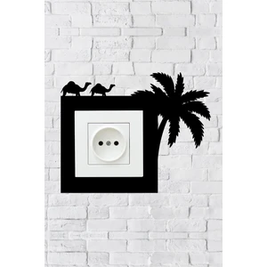 Palmiye Deve Tasarım Priz Çerçevesi (Iç Ölçü 8,4x8,4 Cm) Dekoratif Priz Süsü ve Anahtar Çerçevesi