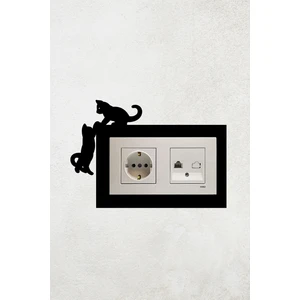 Kedi Tasarım 2li Priz Çerçevesi (Iç Ölçü 15,5x8,4 Cm) Ikili Kedili Priz Çerçevesi - Ev Dekorasyon