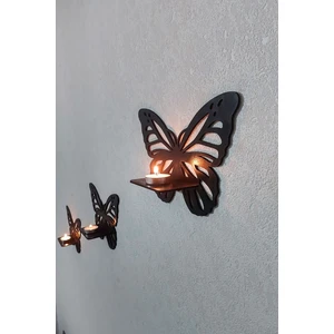 Dekoratif Kelebek Duvar Rafı 3 Lü Set (25 Cm) Duvar Mumluğu