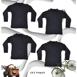 Body 4 Lü Paket Unisex Pamuklu Ligrali Yarım Balıkçı Yaka Lacivert Badi
