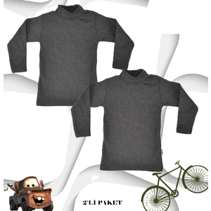 Body 2 Li Unisex Pamuklu Ligralı Yarım Balıkçı Yaka Beyaz Çocuk Body